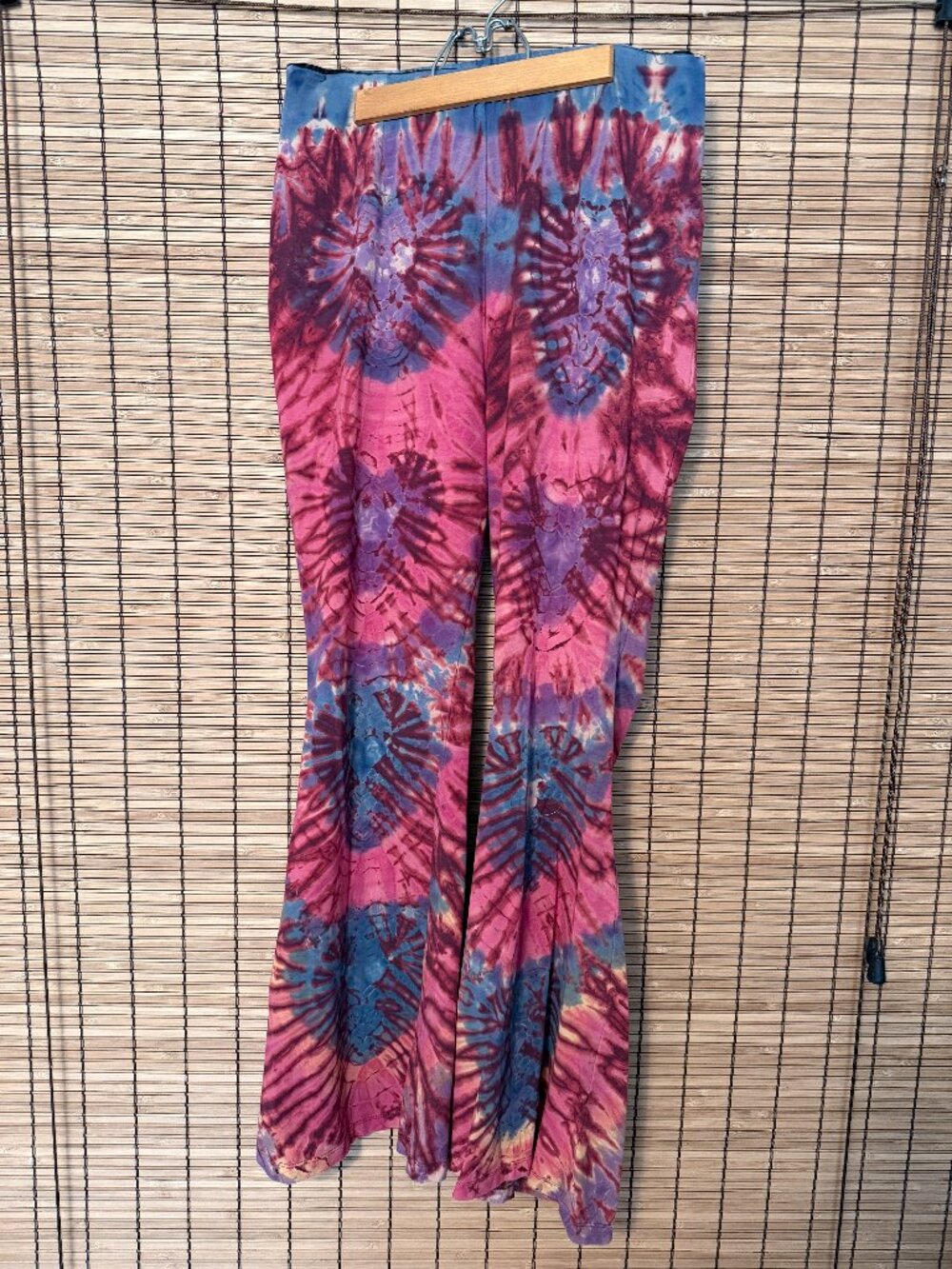 Lakhays Organic Cotton Tie-Dye Bell Bottom Flare Yoga Festival Pants – Med/LG